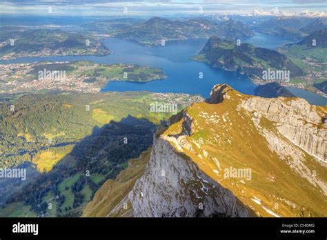 Lake Lucerne Framed By High Alpine Mountains On A Summer Day
