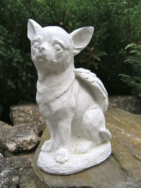 Chihuahua Dog Angel White Gray Concrete Garden Statue Etsy