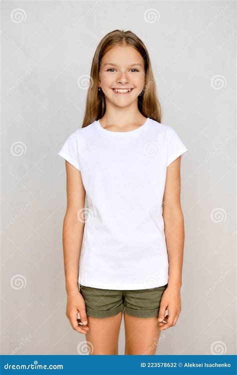 Portrait Of Teenager Girl Standing Straight Stock Photo Image Of Body