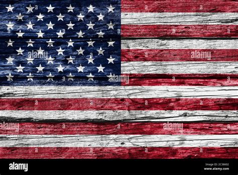 American Flag On Old Rustic Wooden Background Stock Photo Alamy
