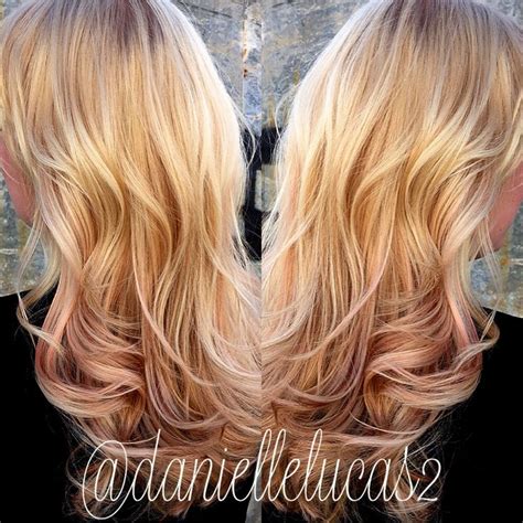 Rose gold on other roots. Blonde color touch up with rose gold balayage by me | Hair by me | Pinterest | Rose gold ...