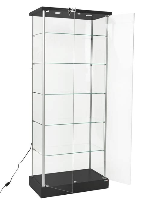 Retail Glass Display Case With Locking Double Doors Led Fixtures Store Fixtures Trophy