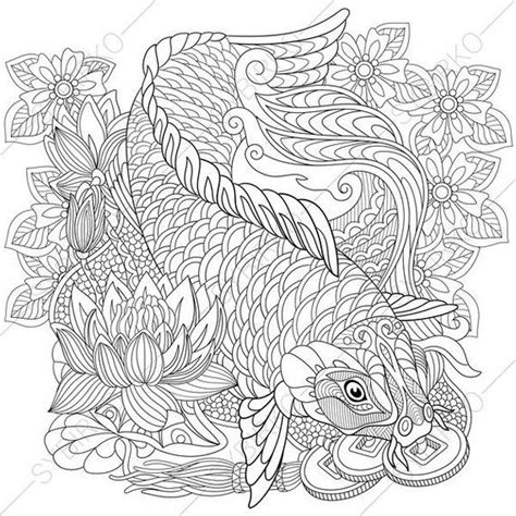All rights belong to their respective owners. Coloring pages for adults. Koi Carp. Gold Fish. Wealth ...