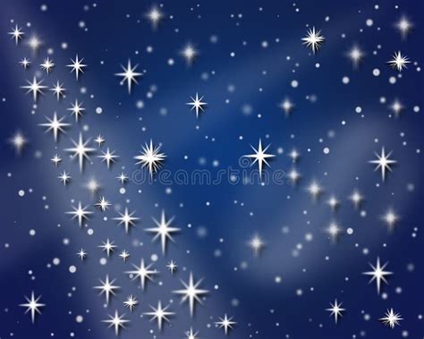 Night Sky With Snowflakes And Stars For Holiday Stock Illustration
