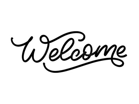 Welcome Lettering Calligraphic Inscription With Smooth Lines Stock