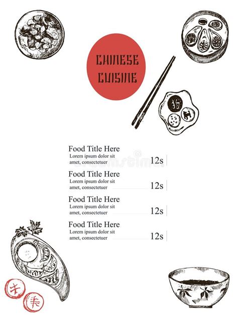 Chinese Cuisine Menu Sketch Vector Illustration Oriental Cuisine Frame