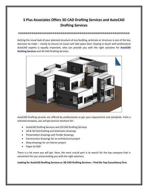 Ppt S Plus Associates Offers 3d Cad Drafting Services And Autocad