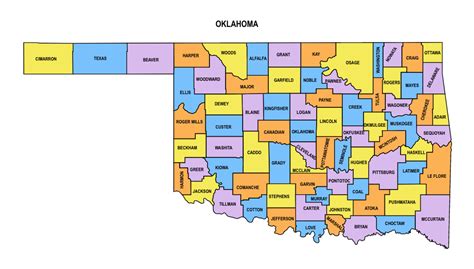 Oklahoma County Map Editable And Printable State County Maps