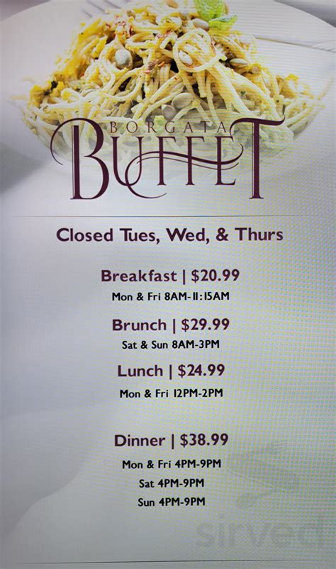 Borgata Buffet Menu In Atlantic City New Jersey Usa
