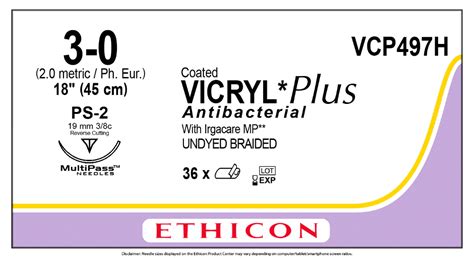 Vcp497h Coated Vicryl Plus Antibacterial Polyglactin 910 Suture