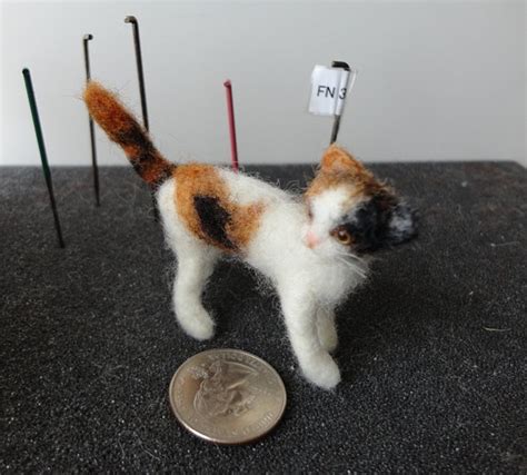 Miniature Ooak Needle Felted Calico Cat For Adoption Also For Etsy