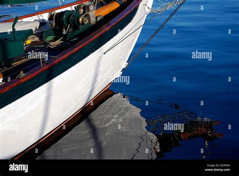 Schooner Hull Reflected In Water Stock Photo Alamy