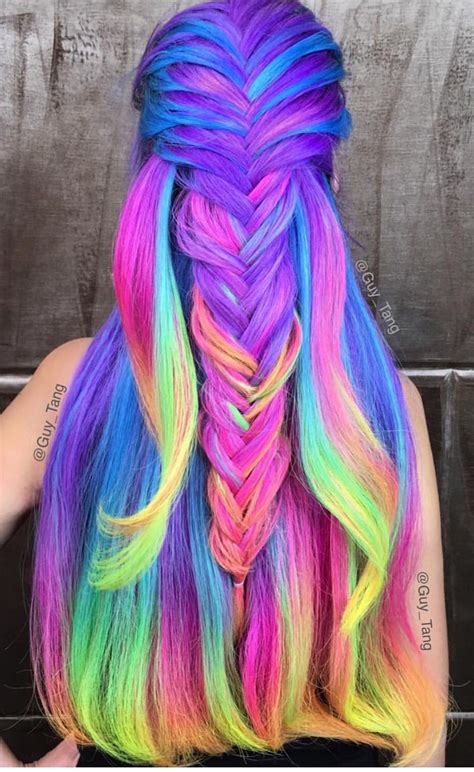 Rainbow Colored Hair Gorgeous Hair Styles Neon Hair