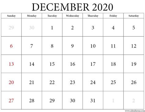 December 2020 Calendar Download And Print For Free