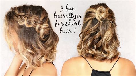3 Easy Hairstyles For Short Hair Youtube