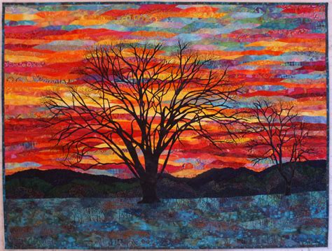 Colors Of Winter Art Quilt By Lenore Crawford Landscape Art Quilts