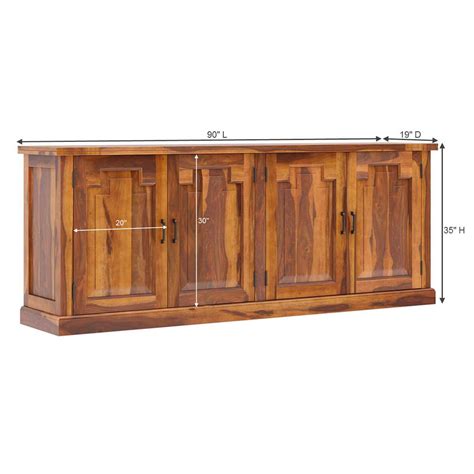 Benbow Rustic Solid Wood 4 Door Extra Long Sideboard Cabinet