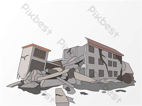 Drawing Earthquake Destroyed House Cartoon Png Images Psd Free