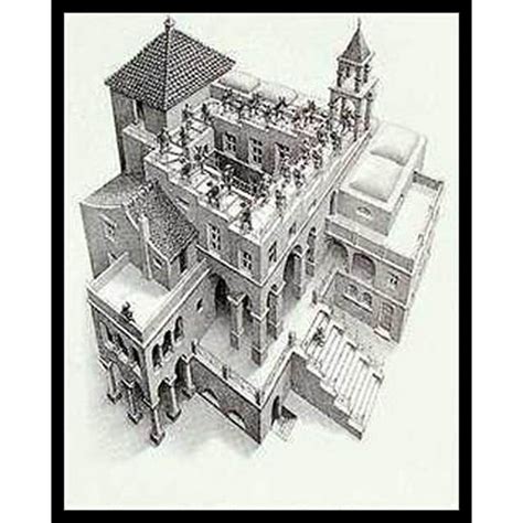 Ascending And Descending Mc Escher Laminated And Framed Poster 22 X 26