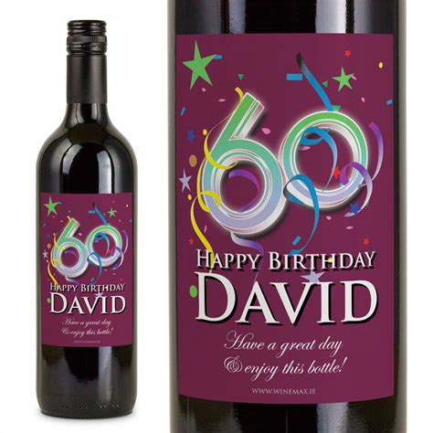 These as the 60th birthday gifts would definitely bring smile on their faces! 60th Birthday Personalised Birthday Gift Wine H60 - €26 ...