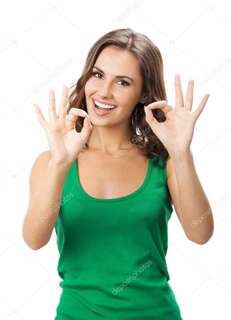 Woman Showing Okay Gesture Isolated Stock Photo By ©gstudio 47290111
