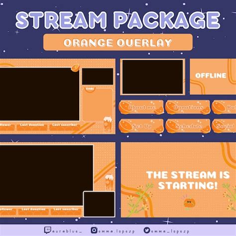 Orange Streaming Overlay Stream Bundle Twitch Overlay Etsy