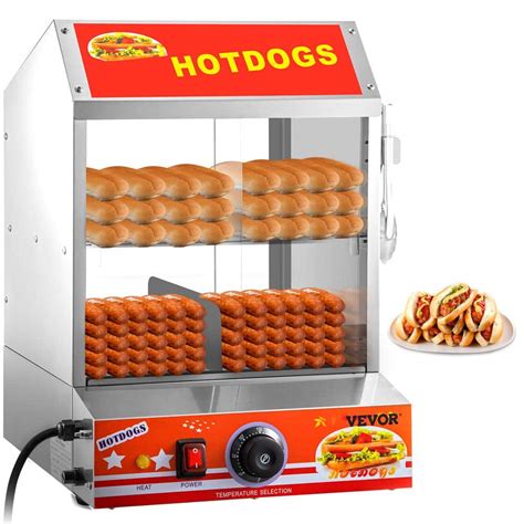 Vevor 245 Qt Hot Dog Steamer 2 Tier Hut Steamer Stainless Steel Hot