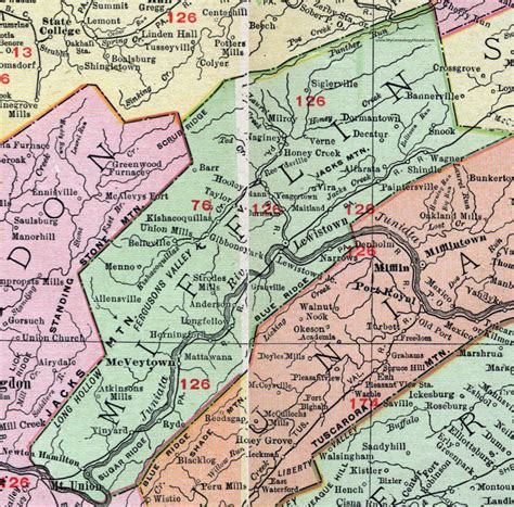 Mifflin County, Pennsylvania, 1911, Map, Lewistown, McVeytown