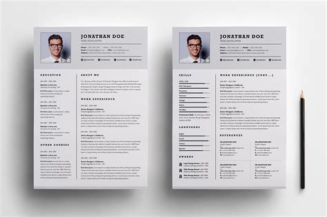 Follow these tips while framing your cv: Professional two page resume set ~ Resume Templates ...
