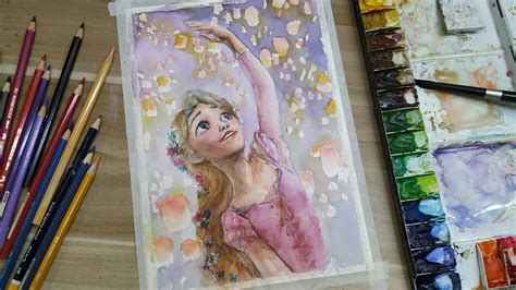 How To Paint Rapunzel With Watercolor Tangled Youtube