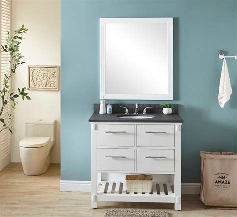 Every type of bathroom sink faucet has an inner valve that controls the flow of water through the spout. 36" Single Sink Bathroom Vanity in White Finish with ...