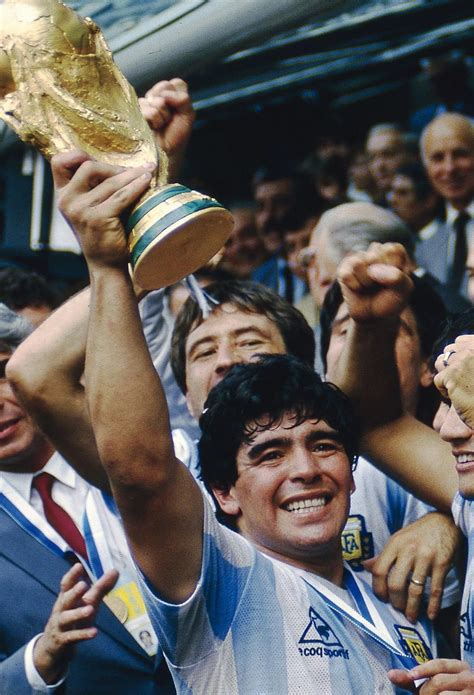 Diego Maradona Holds Aloft The World Cup Trophy 29 June 1986 Source