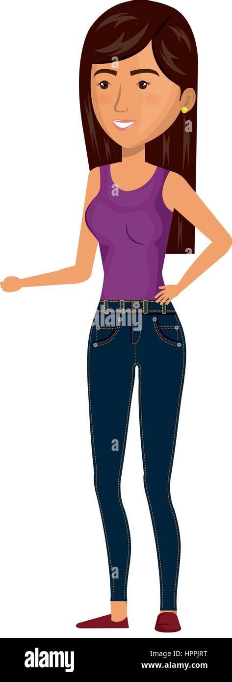 cartoon brunette woman in casual suit stock vector image and art alamy