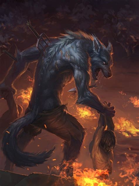 Artstation Work003 Нако Лю Werewolf Art Werewolf Fantasy Wolf