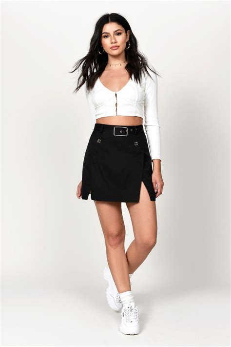 Tobi Mini Skirts Womens Dezirae Black Belted A Line Skirt Black ⋆