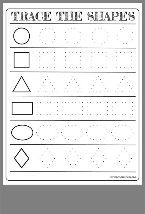 printable shapes worksheets  toddlers  preschool tracing
