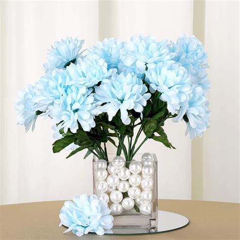 84 Light Blue Chrysanthemum Mums Silk Artificial Flowers Etsy