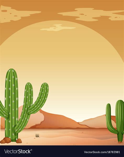 Background Scene With Cactus In Desert Royalty Free Vector