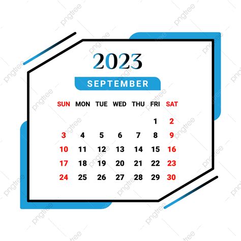 2023 September Month Calendar Skyblue And Black Monthly Calendar 2023