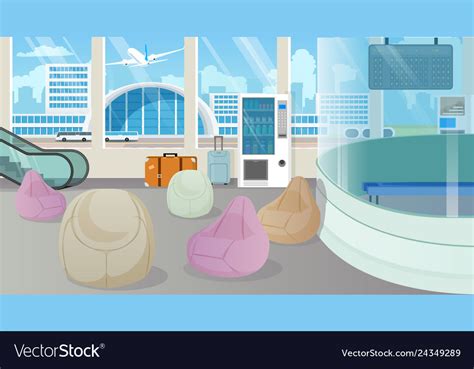 Modern Airport Waiting Room Lounge Cartoon Vector Image