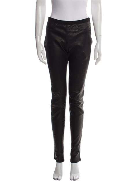 Helmut Lang Lamb Leather Skinny Leg Pants Black 8 5 Rise Pants