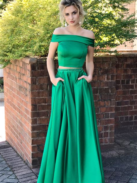 Two Piece Prom Dresses A Line Off The Shoulder Sexy Prom Dress Long Ev Anna Promdress