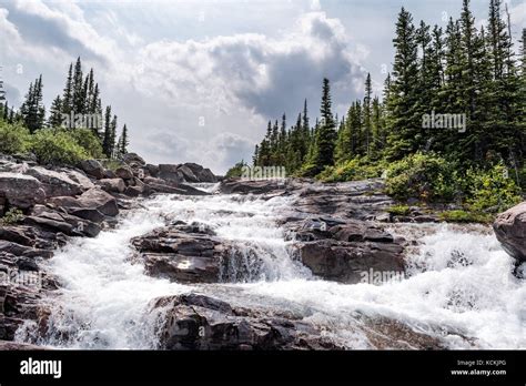 Waterfalls In Rocky Mountains Stock Photo Alamy