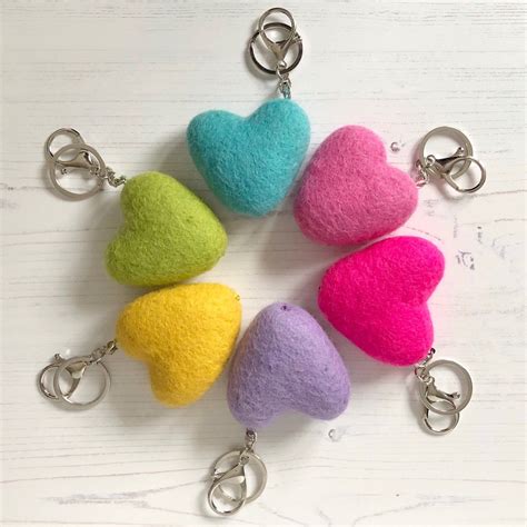 Felt Heart Keyrings In Fesh Bright Spring Colours 💕 Heart Keychain