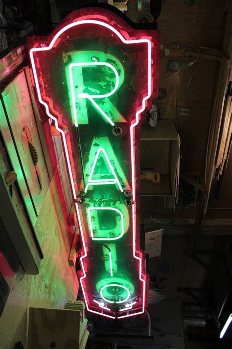 Art Deco Double Sided Neon Sign Radio At 1stdibs