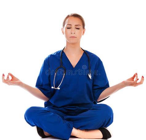 Pretty Nurse Doing Meditation Stock Image Image 30939483