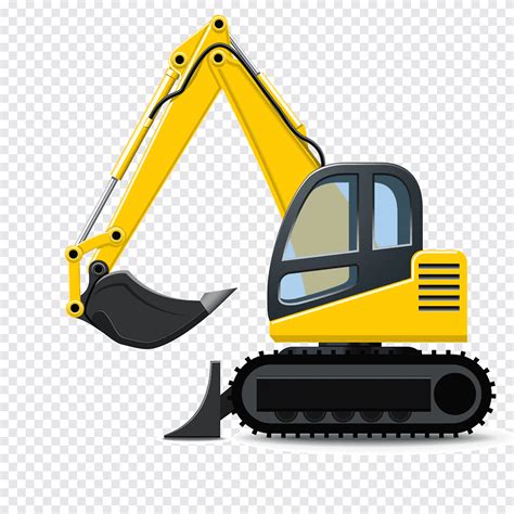 Yellow And Black Excavator Excavator Heavy Equipment Backhoe Cartoon