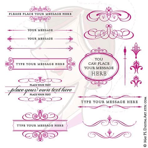 Digital Frames Fuschia Pink Page Decoration Text Dividers Oval Frame