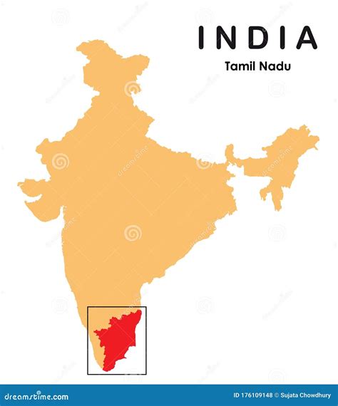 Tamil Nadu In India Map Tamilnadu Map Vector Illustration Stock Vector