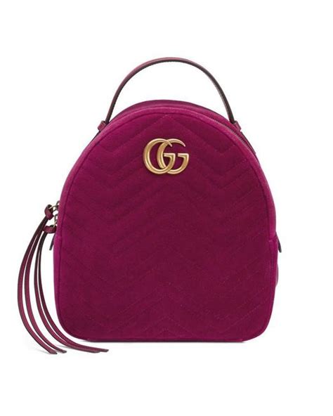 Gucci Gg Marmont Velvet Backpack In Purple Lyst